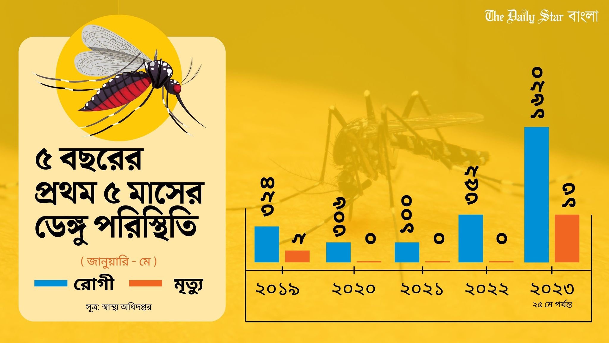 গত বছরের তুলনায় প্রথম ৫ মাসে ডেঙ্গু রোগী বেড়েছে ৩৬০ শতাংশ