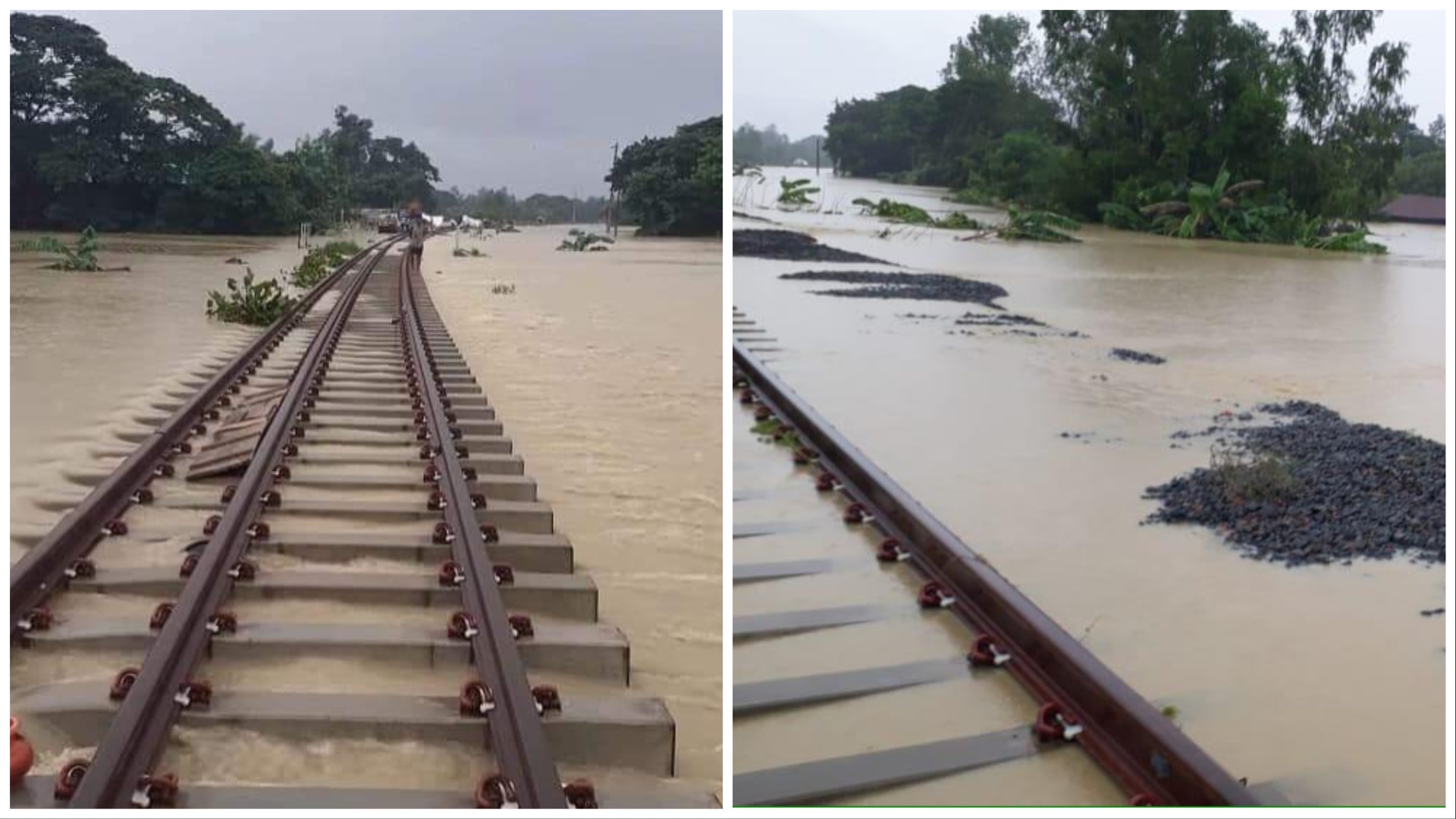 বন্যায় নির্মাণাধীন কক্সবাজার-চট্টগ্রাম রেলপথ ক্ষতিগ্রস্ত
