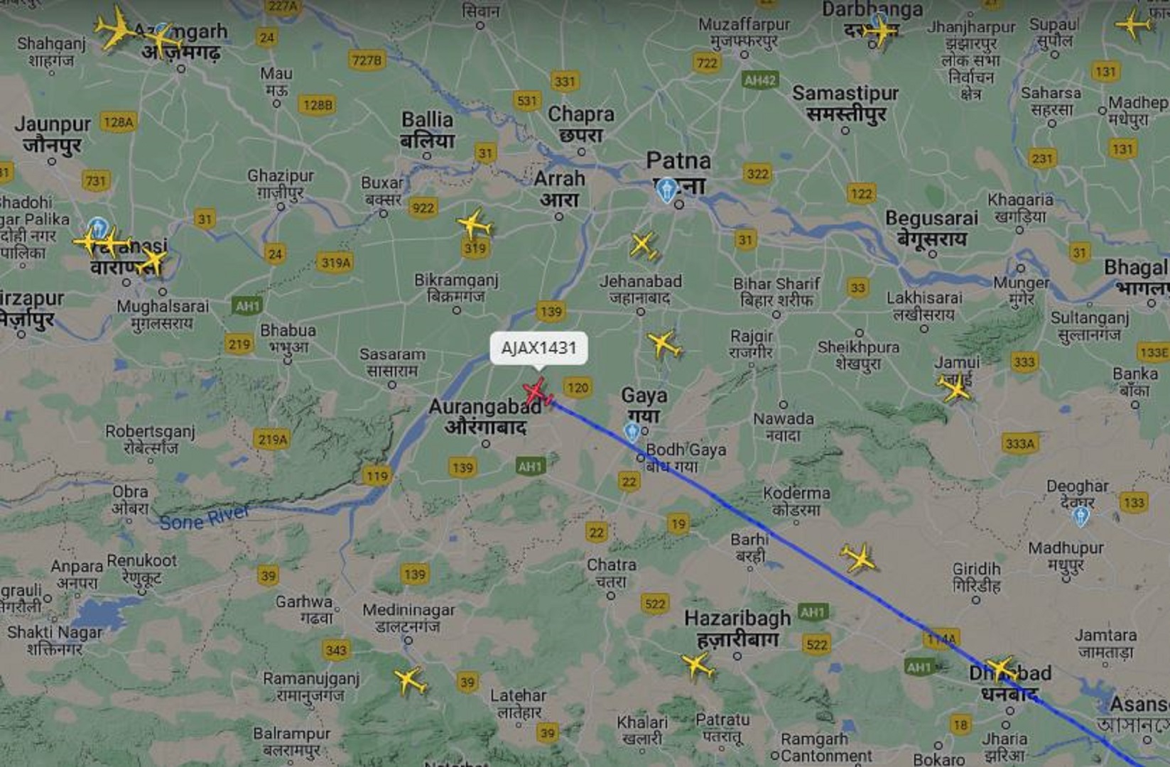 হাসিনাকে বহনকারী উড়োজাহাজটি কোথায়?