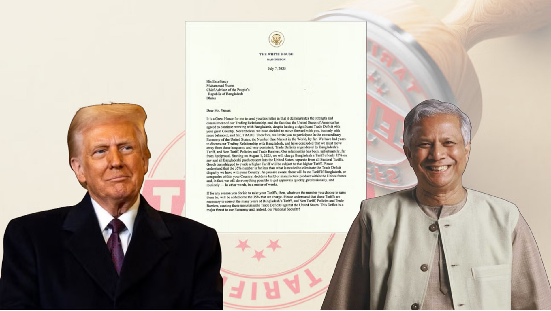 প্রধান উপদেষ্টাকে পাঠানো চিঠিতে যা লিখেছেন ট্রাম্প