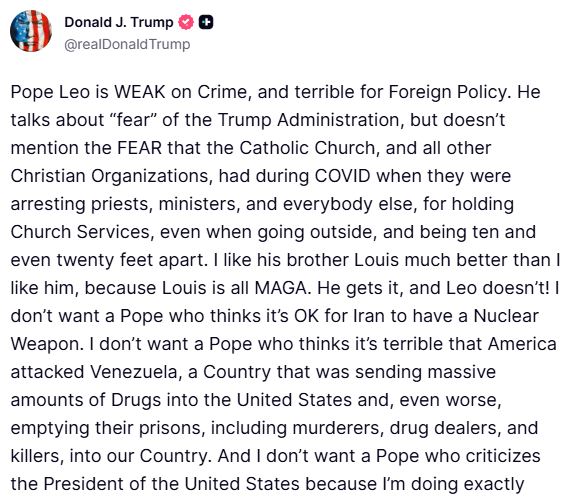 ট্রুথ সোশালে ট্রাম্পের পোস্টের অংশবিশেষ। ছবি: স্ক্রিণশট