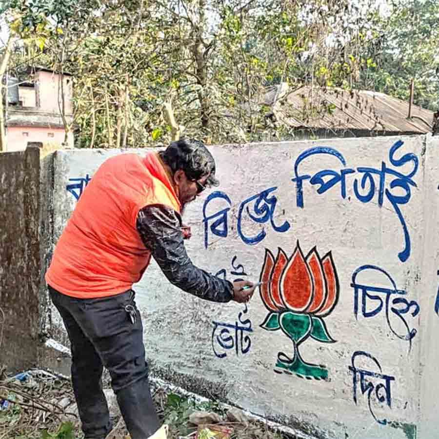 বিজেপির দেয়াল লিখন। ছবি: সংগৃহীত