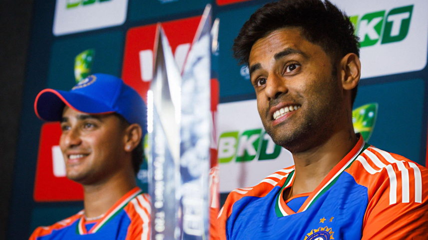 India's Abhishek Sharma and captain Suryakumar Yadav