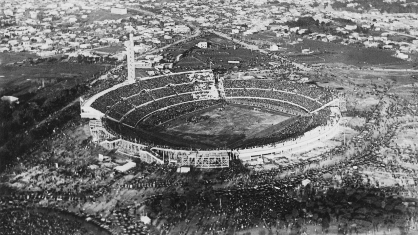 An aerial view of the Estadio Centenario in Montevideo, venue for the first FIFA World Cup Final.