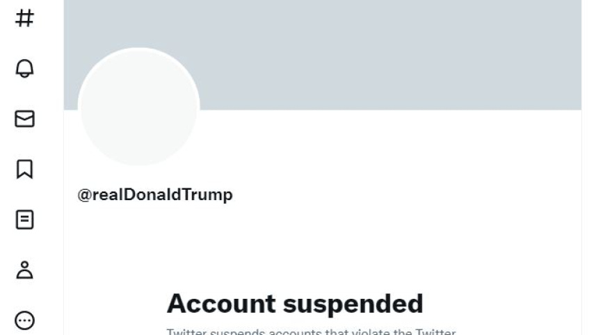ট্রাম্পের টুইটার অ্যাকাউণ্ট এখনও স্থগিত আছে। ছবি: টুইটার থেকে স্ক্রিণশট
