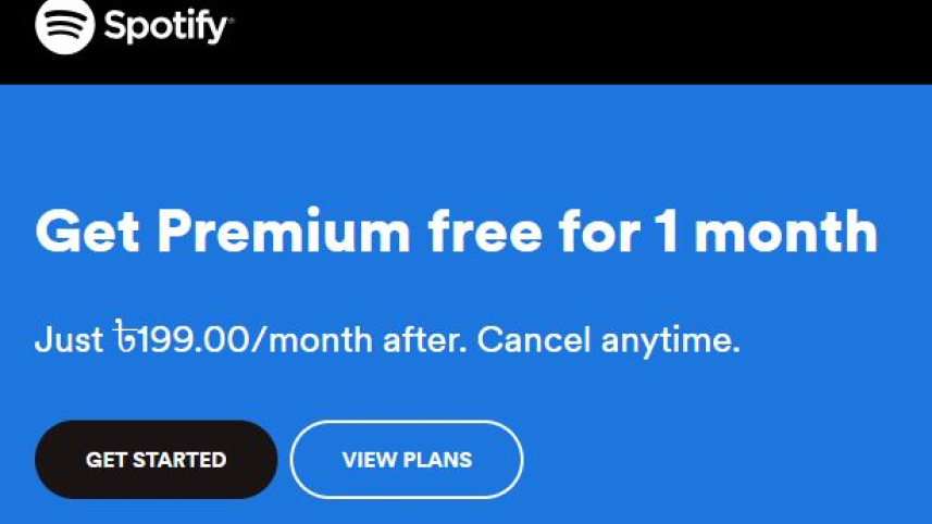 ১ মাস বিনামূল্যে ব্যবহারের পর মাসে ১৯৯ টাকা দিয়ে ব্যবহার করতে পারেন স্পটিফাই প্রিমিয়াম। ছবি: সংগৃহীত