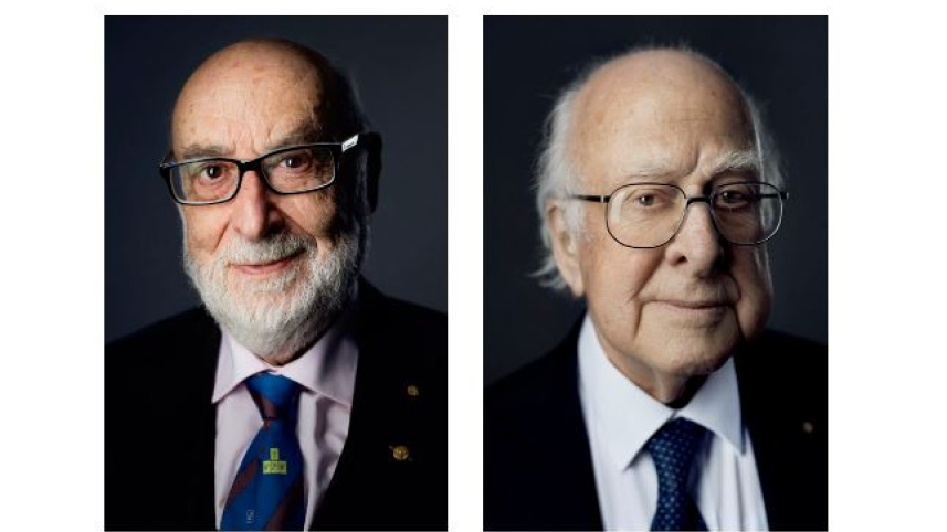 ২০১৩ সালে যুক্তরাজ্যের পিটার হিগস ও বেলজিয়ামের ফ্রাসোঁয়া অংল্যার নোবেল পান। ছবি: নোবেল প্রাইজের ওয়েবসাইট থেকে