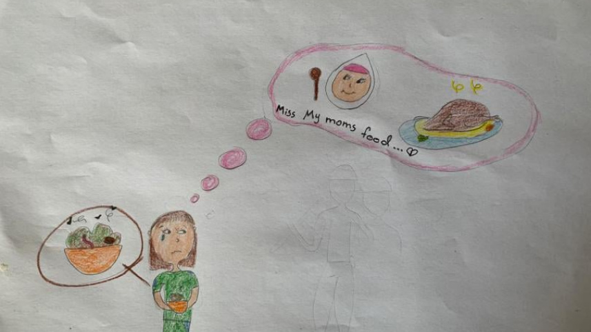 ১৭ বছর বয়সী ফিলিস্তিনি শিশু হেবা ইসরায়েলের একটি কারাগারে আটকে থাকা অবস্থায় এই ছবিটি আঁকে। ছবি: সেভ দ্য চিলড্রেন এর ওয়েবসাইট থেকে সংগৃহীত