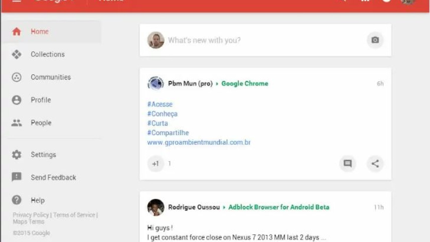 বন্ধ হওয়ার আগে এমনই ছিল গুগুল প্লাসের ইন্টারফেস। ছবি: সংগৃহীত