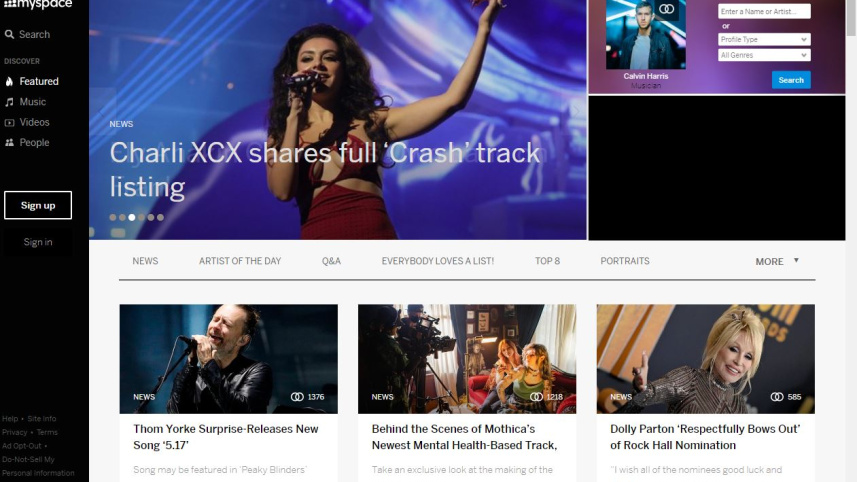 এখনো মাইস্পেস টিকে আছে। তবে জনপ্রিয়তা একেবারে তলানিতে। ছবি: ওয়েবসাইট থেকে স্ক্রিণশট
