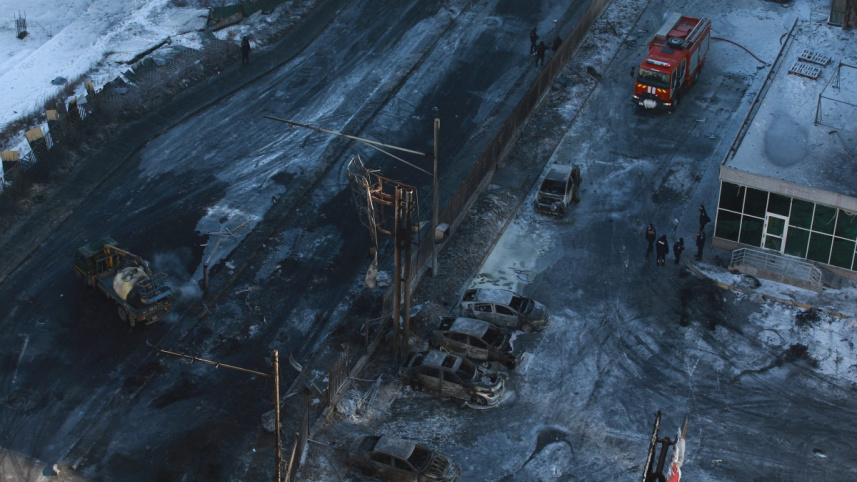 উলানবাটরে এলএনজি ট্রাকে গ্যাস বিস্ফোরণের কারণে  ব্যাপক ক্ষয়ক্ষতি হয়েছে। ছবি: এএফপি