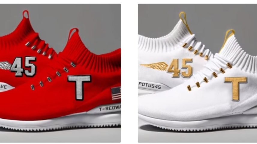 টি ও ৪৫ নামের দুইটি জুতাও প্রি-অর্ডার করা যাচ্ছে। ছবি: গেটট্রাম্পস্নিকার্স ডট কম