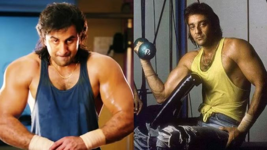 সাঞ্জু সিনেমায় বলিউডের কালজয়ী অভিনেতা সঞ্জয় দত্তের নাম-ভূমিকায় অভিনয় করে প্রশংসা পান রণবীর। ছবি: সংগৃহীত