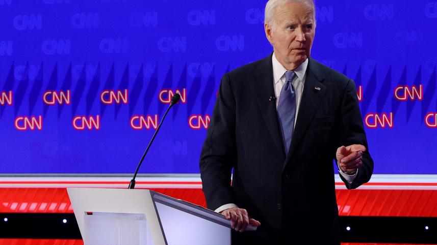মার্কিন প্রেসিডেন্সিয়াল ডিবেটে বাইডেন। ছবি: রয়টার্স