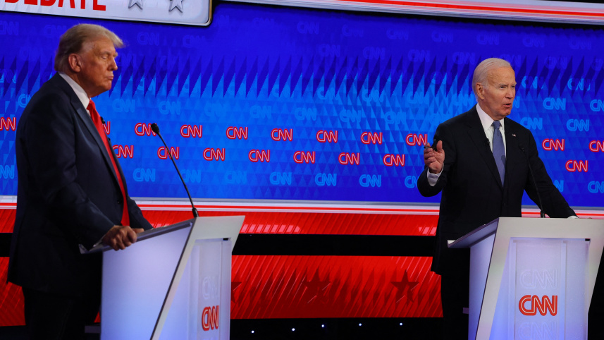 মার্কিন প্রেসিডেন্সিয়াল ডিবেটে ট্রাম্প-বাইডেন। ছবি: রয়টার্স