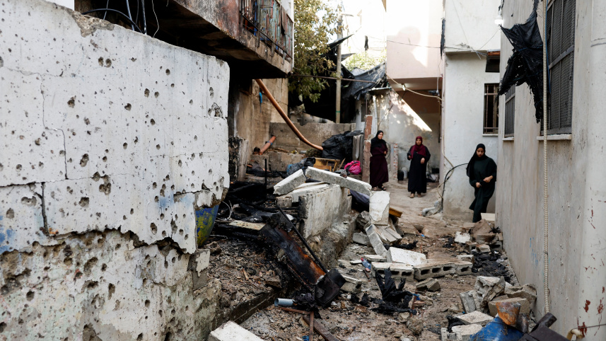 আল শামস শিবিরে ড্রোন হামলা পরবর্তী দৃশ্য। ছবি: রয়টার্স