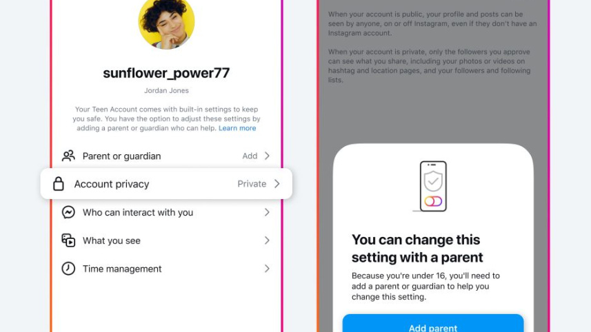 ইনস্টাগ্রাম টিন অ্যাকাউন্টের ওপর অভিভাবকদের সরাসরি নিয়ন্ত্রণ থাকছে। ছবি: মেটা