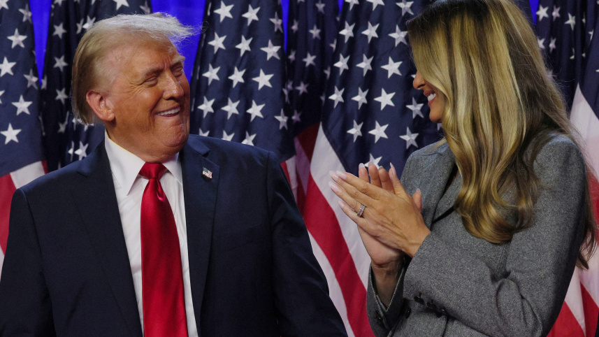 জয়ের পর ট্রাম্প ও মেলানিয়া। ছবি: রয়টার্স