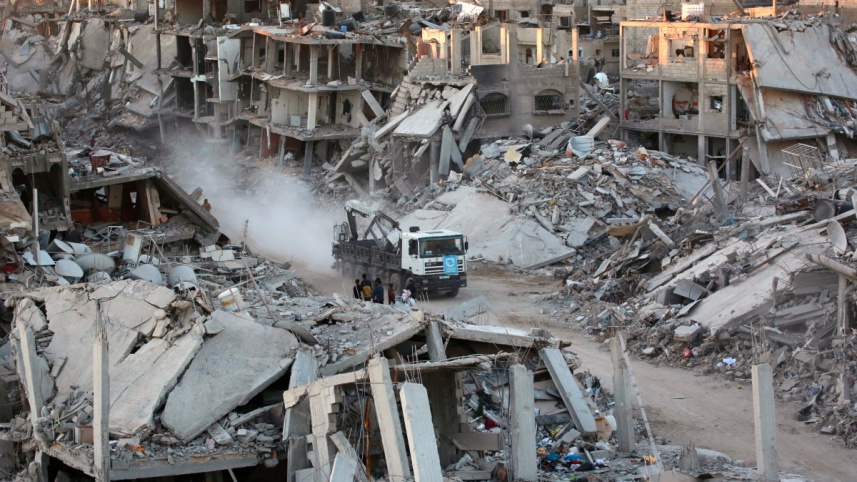 যুদ্ধবিরতি চালুর পর গাজার দক্ষিণে রাফা শহরের দৃশ্য। ছবি: এএফপি