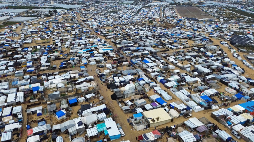 খান ইউনিসে আশ্রয় শিবির। ছবি: এএফপি