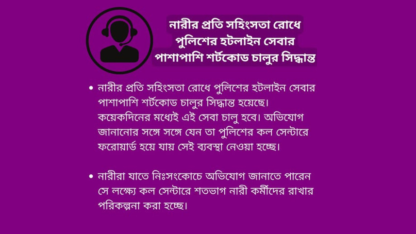 অন্তর্বর্তী সরকার, হটলাইন সেবা, নারীর প্রতি সহিংসতা,