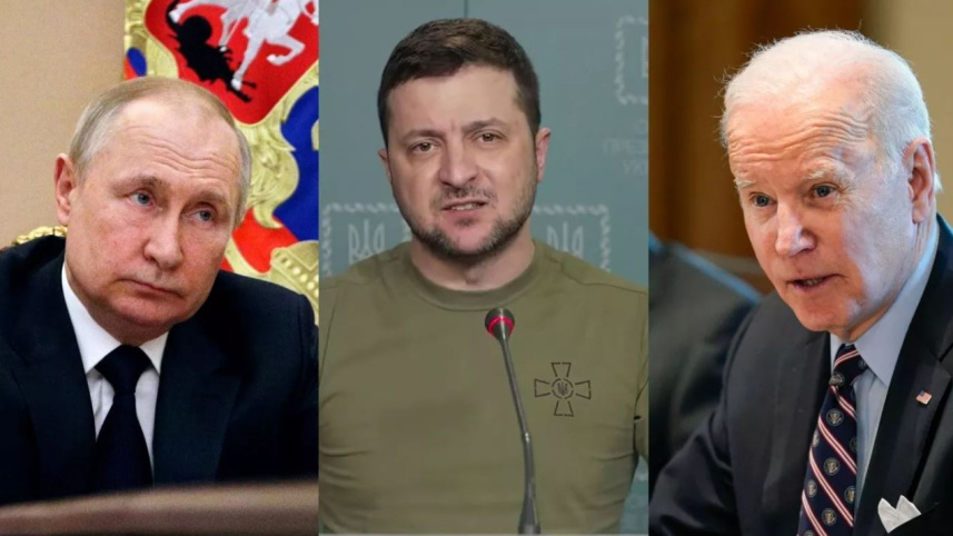 ট্রাম্প মনে করেন, ইউক্রেন যুদ্ধের জন্য এই তিনজনই দায়ী। ছবি: কোলাজ