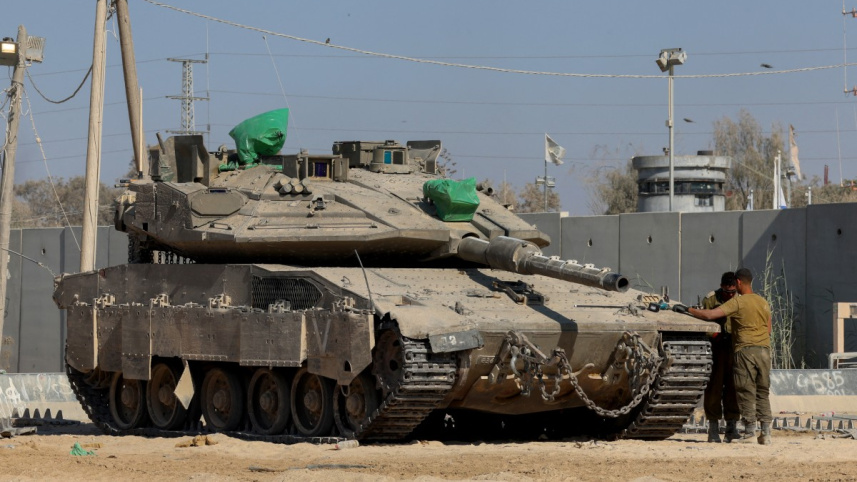 গাজা সীমান্তে ইসরায়েলি ট্যাংক। ছবি: এএফপি
