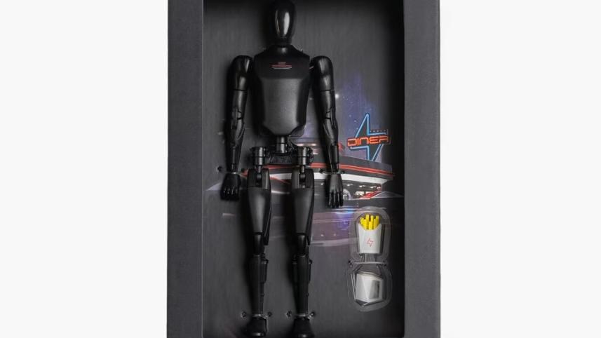 টেসলা বট অ্যাকশন ফিগার। ছবি: টেসলা ডাইনারের ওয়েবসাইট থেকে নেওয়া