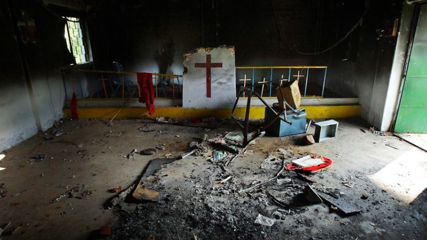 ভুবনেশ্বরের গির্জায় হামলার পরের দৃশ্য। ছবি: সংগৃহীত