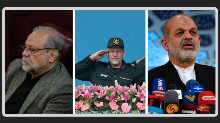 ইরানের সুপ্রিম জাতীয় নিরাপত্তা কাউন্সিলের প্রধান মোহাম্মদ বাঘের জোলঘাদর, শীর্ষ সামরিক কমান্ডার জেনারেল ইয়াহিয়া রহিম সাফাভি ও আইআরজিসি প্রধান আহমাদ ভাহিদি। ছবি: সংগৃহীত