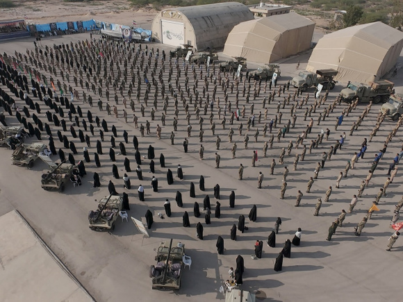 ইরানের দক্ষিণ অঞ্চলে মহড়ায় অংশ নিচ্ছে আইআরজিসির সেনারা। ফাইল ছবি: রয়টার্স (১৬ ফেব্রুয়ারি, ২০২৬)