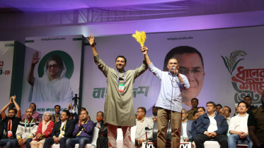 ঢাকা-১৩ আসনে ববি হাজ্জাজের পক্ষে নির্বাচনী প্রচারণায় তারেক রহমান। ছবি: স্টার