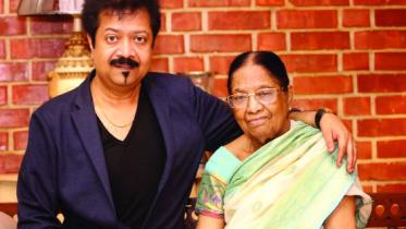 Kumar Bishwajit and his mother