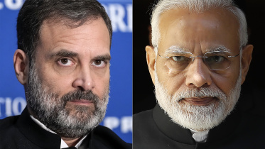 রাহুল গান্ধী ও নরেন্দ্র মোদি। ছবি: এএফপি