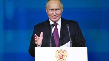 রাশিয়ার বিজ্ঞান একাডেমির ৩০০ বছর পূর্তি অনুষ্ঠানে অংশ নিচ্ছেন পুতিন। ফাইল ছবি: এএফপি (৮ ফেব্রুয়ারি, ২০২৪)