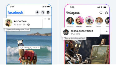ফেসবুক, ইনস্টাগ্রাম ও ত্রেডসে এআই দিয়ে তৈরি ছবি আপলোডের পর স্বয়ংক্রিয়ভাবে লেবেল যোগ করা হবে। ছবি: মেটা ব্লগ