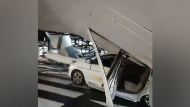 দিল্লি এয়ারপোর্টের পিক অ্যান্ড ড্রপ অংশে ছাদ ধসে পড়লে এক ব্যক্তি মারা যান। ছবি: স্টেটসম্যান