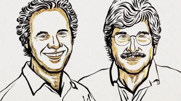 চিকিৎসাবিজ্ঞান ও শরীরতত্ত্বে এ বছর যৌথভাবে নোবেল পুরস্কার পেয়েছেন যুক্তরাষ্ট্রের বিজ্ঞানী  অ্যামব্রোস (বাঁয়ে) ও রাভকুন (ডানে)। প্রতীকী ছবি: নোবেল প্রাইজ ডট ওআরজি ওয়েবসাইট থেকে নেওয়া