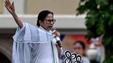 তৃণমূল কংগ্রেসের সমাবেশে মমতা বন্দ্যোপাধ্যায়। ফাইল ছবি; এএফপি