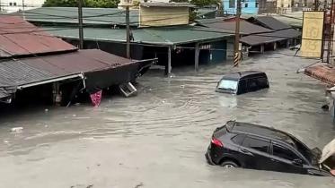সুপার টাইফুন রাগাসার তাণ্ডবে তাইওয়ানের গুয়াংফু টাউনশিপ পানিতে ডুবে গেছে। ছবি: ডয়চে ভেলে