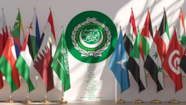 আরব লিগের সদস্য দেশগুলোর পতাকা ও সংস্থার লোগো। ফাইল ছবি: সংগৃহীত 