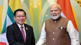 মিয়ানমারের প্রেসিডেন্ট মিন অং হ্লাইং ও ভারতের প্রধানমন্ত্রী নরেন্দ্র মোদি। ফাইল ছবি: সংগৃহীত